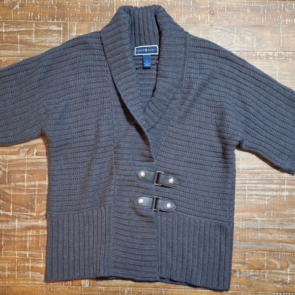 NWT Karen Scott Women's Gray Solid Short Sleeve Cardigan Sweater Size Small - Picture 1 of 7